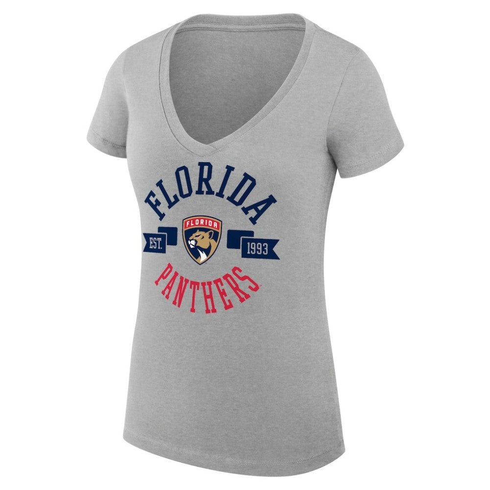 Florida Panthers G-III 4Her by Carl Banks Women's Super-Slim Fit Lightweight City Graphic V-Neck T-Shirt - Heather Gray | NHL near me