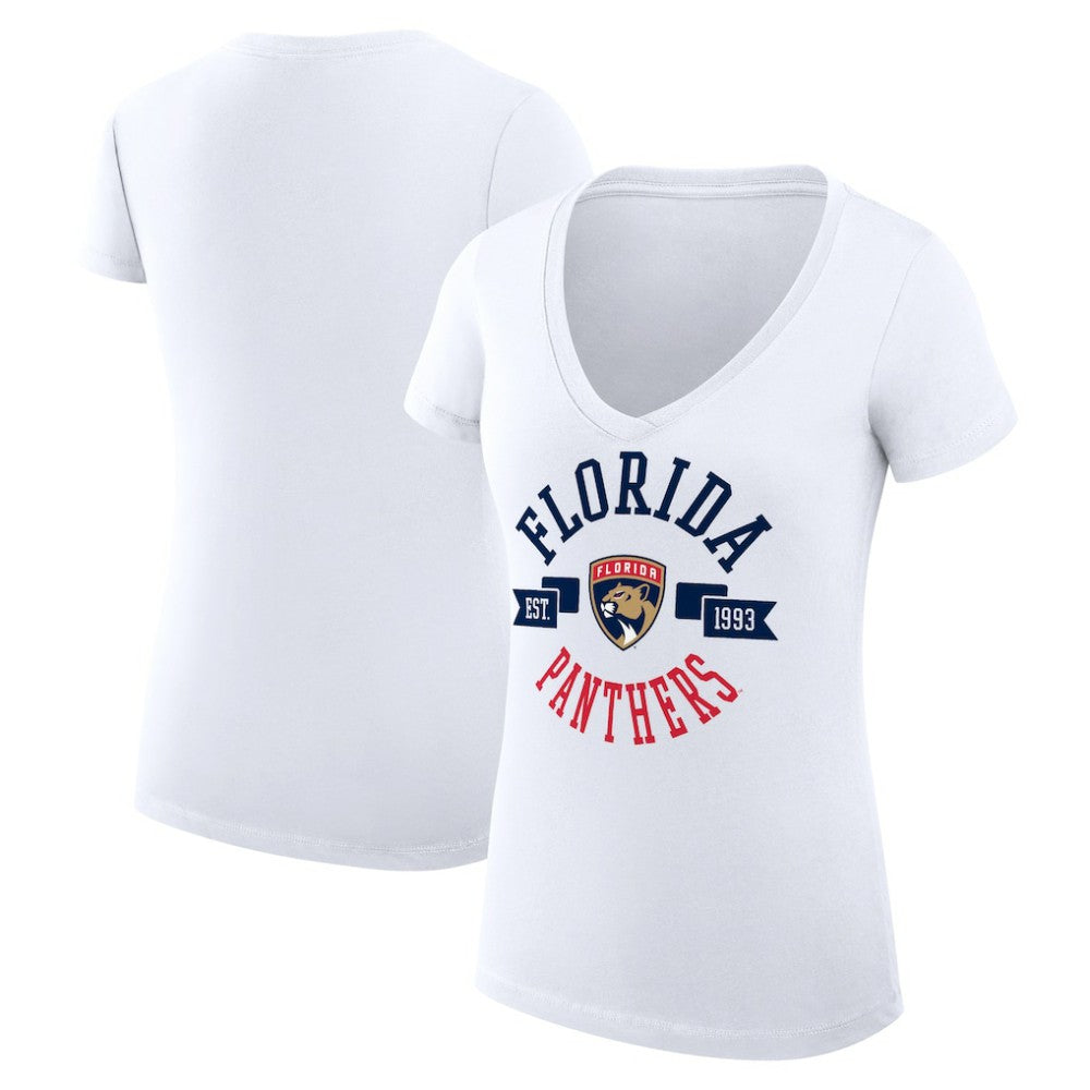 Florida Panthers G-III 4Her by Carl Banks Women's Super-Slim Fit Lightweight City Graphic V-Neck T-Shirt - White | NHL sale