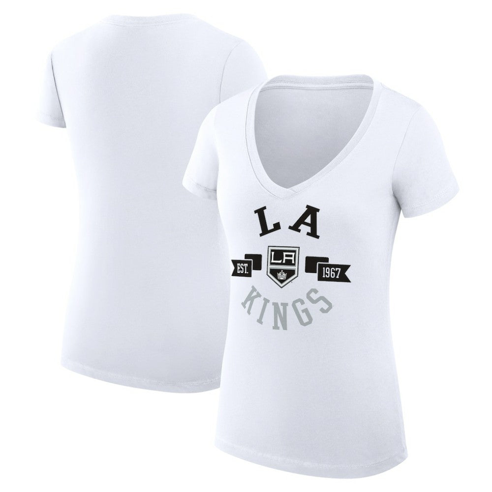 Los Angeles Kings G-III 4Her by Carl Banks Women's Super-Slim Fit Lightweight City Graphic V-Neck T-Shirt - White | NHL sale