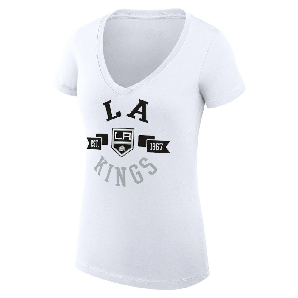 Los Angeles Kings G-III 4Her by Carl Banks Women's Super-Slim Fit Lightweight City Graphic V-Neck T-Shirt - White | NHL sale