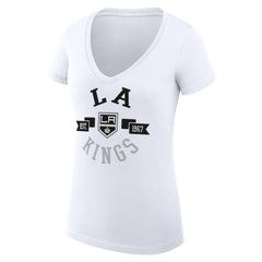 Los Angeles Kings G-III 4Her by Carl Banks Women's Super-Slim Fit Lightweight City Graphic V-Neck T-Shirt - White | NHL sale