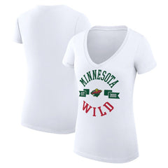 Minnesota Wild G-III 4Her by Carl Banks Women's Super-Slim Fit Lightweight City Graphic V-Neck T-Shirt - White | NHL Clearance
