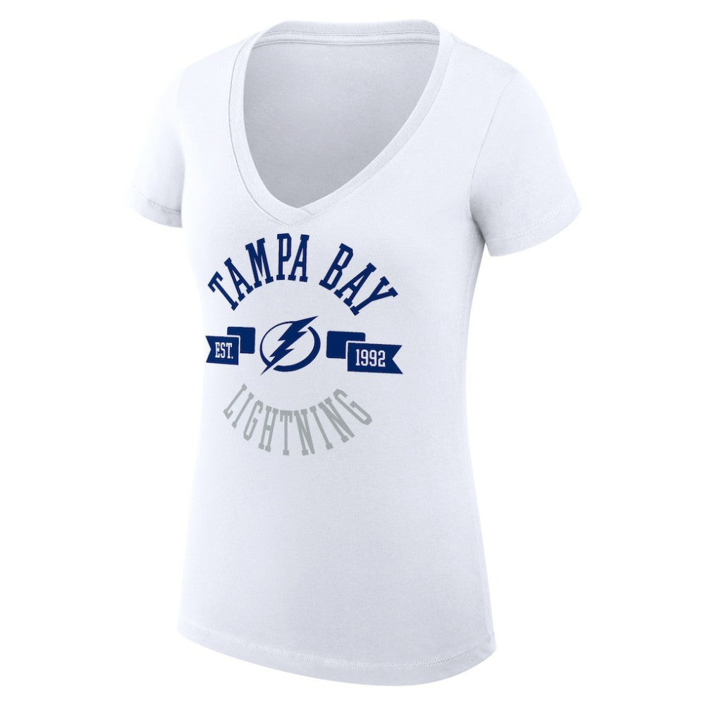 Tampa Bay Lightning G-III 4Her by Carl Banks Women's Super-Slim Fit Lightweight City Graphic V-Neck T-Shirt - White | NHL discount