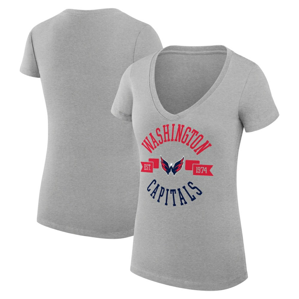 Washington Capitals G-III 4Her by Carl Banks Women's Super-Slim Fit Lightweight City Graphic V-Neck T-Shirt - Heather Gray | NHL discount