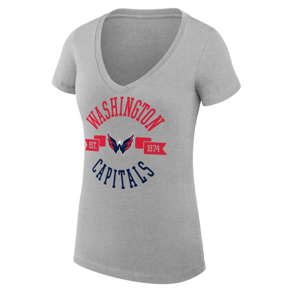 Washington Capitals G-III 4Her by Carl Banks Women's Super-Slim Fit Lightweight City Graphic V-Neck T-Shirt - Heather Gray | NHL discount