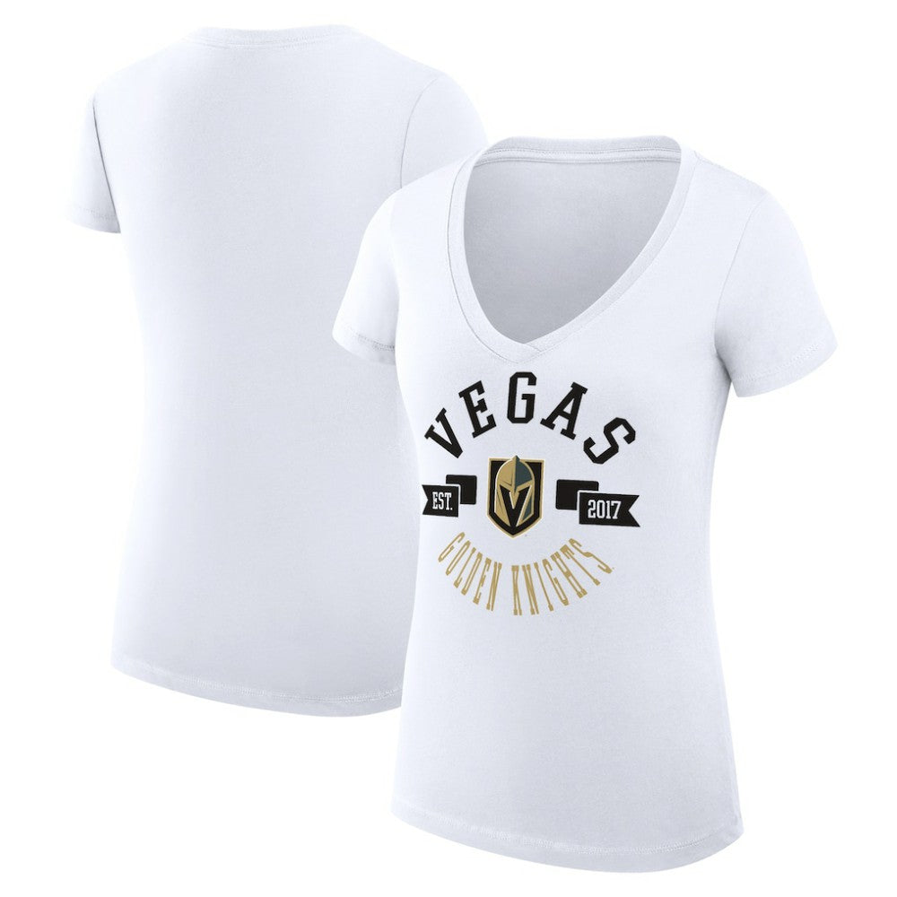 Vegas Golden Knights G-III 4Her by Carl Banks Women's Super-Slim Fit Lightweight City Graphic V-Neck T-Shirt - White | NHL sale