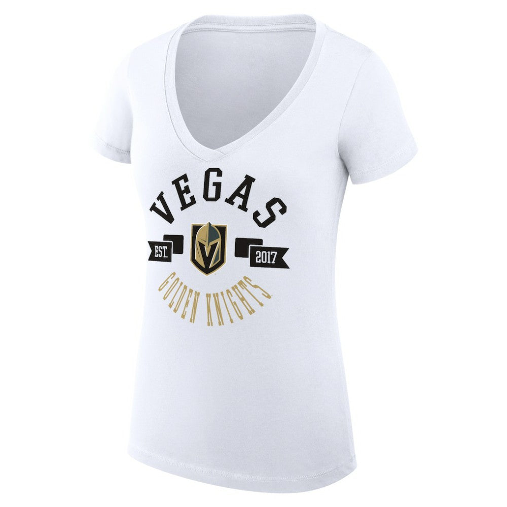 Vegas Golden Knights G-III 4Her by Carl Banks Women's Super-Slim Fit Lightweight City Graphic V-Neck T-Shirt - White | NHL sale