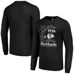 Chicago Blackhawks Starter Arch City Theme Graphic Long Sleeve T-Shirt - Black | NHL Clearance