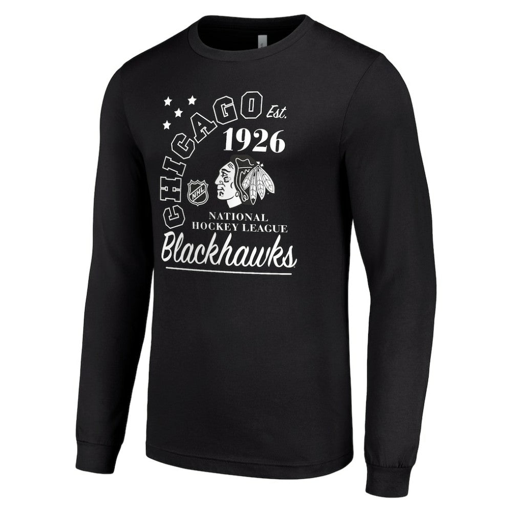 Chicago Blackhawks Starter Arch City Theme Graphic Long Sleeve T-Shirt - Black | NHL Clearance