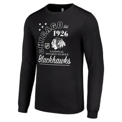 Chicago Blackhawks Starter Arch City Theme Graphic Long Sleeve T-Shirt - Black | NHL Clearance