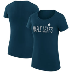 Toronto Maple Leafs G-III 4Her by Carl Banks Women's Super-Slim Fit Lightweight Dot Print Team T-Shirt - Navy | NHL Clearance