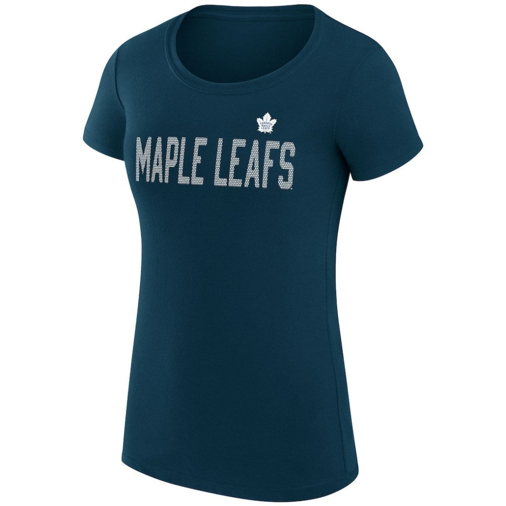 Toronto Maple Leafs G-III 4Her by Carl Banks Women's Super-Slim Fit Lightweight Dot Print Team T-Shirt - Navy | NHL Clearance