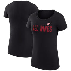 Detroit Red Wings G-III 4Her by Carl Banks Women's Super-Slim Fit Lightweight Dot Print Team T-Shirt - Black | NHL Lifestyle