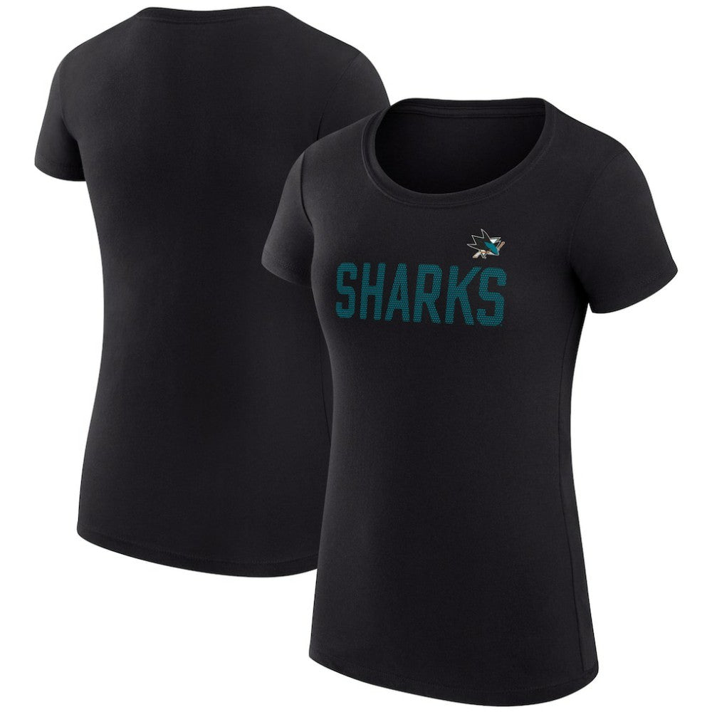 San Jose Sharks G-III 4Her by Carl Banks Women's Super-Slim Fit Lightweight Dot Print Team T-Shirt - Black | NHL on sale