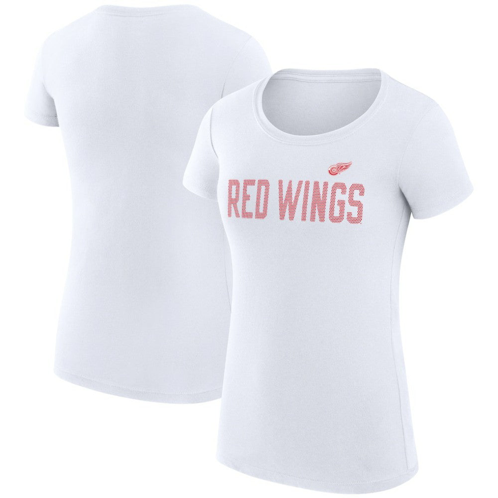 Detroit Red Wings G-III 4Her by Carl Banks Women's Super-Slim Fit Lightweight Dot Print Team T-Shirt - White | NHL Clearance