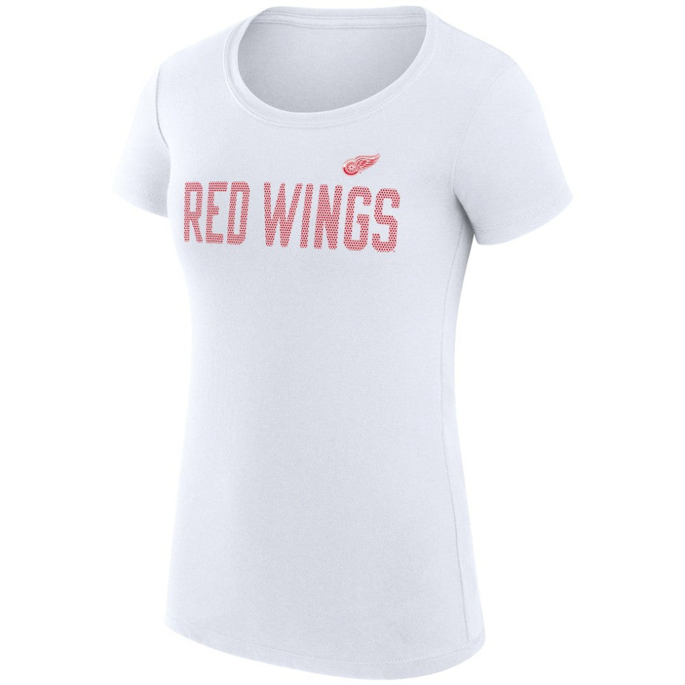 Detroit Red Wings G-III 4Her by Carl Banks Women's Super-Slim Fit Lightweight Dot Print Team T-Shirt - White | NHL Clearance