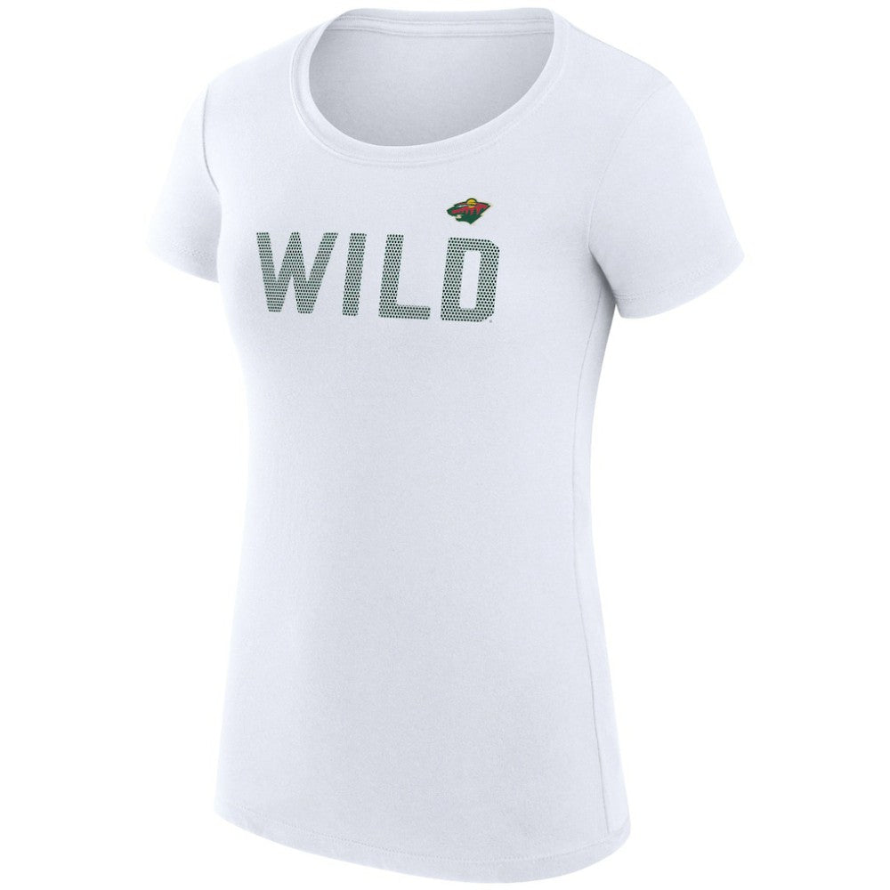 Minnesota Wild G-III 4Her by Carl Banks Women's Super-Slim Fit Lightweight Dot Print Team T-Shirt - White | NHL Clearance