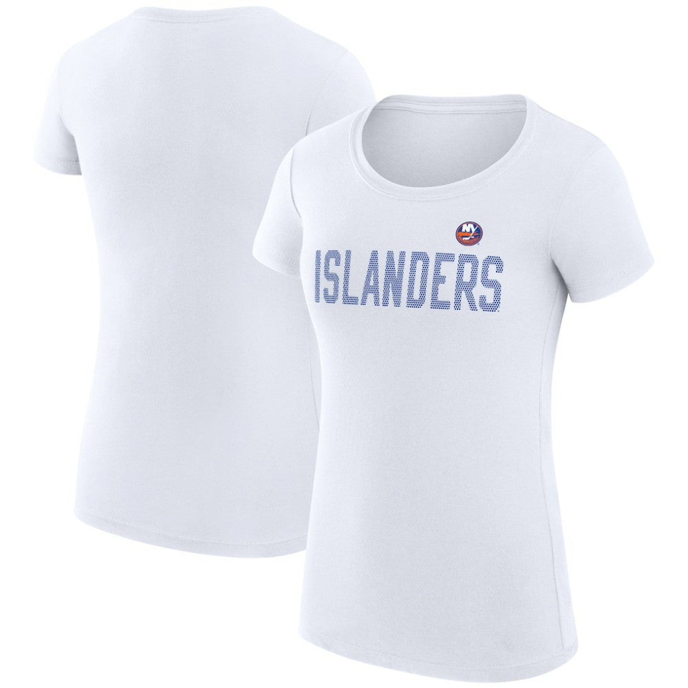 New York Islanders G-III 4Her by Carl Banks Women's Super-Slim Fit Lightweight Dot Print Team T-Shirt - White | NHL near me