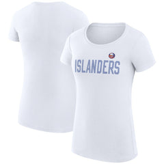 New York Islanders G-III 4Her by Carl Banks Women's Super-Slim Fit Lightweight Dot Print Team T-Shirt - White | NHL near me