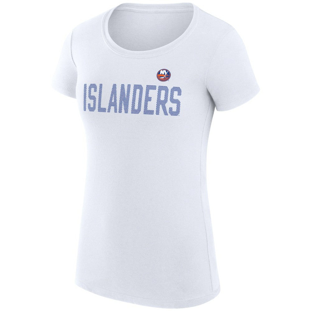 New York Islanders G-III 4Her by Carl Banks Women's Super-Slim Fit Lightweight Dot Print Team T-Shirt - White | NHL near me