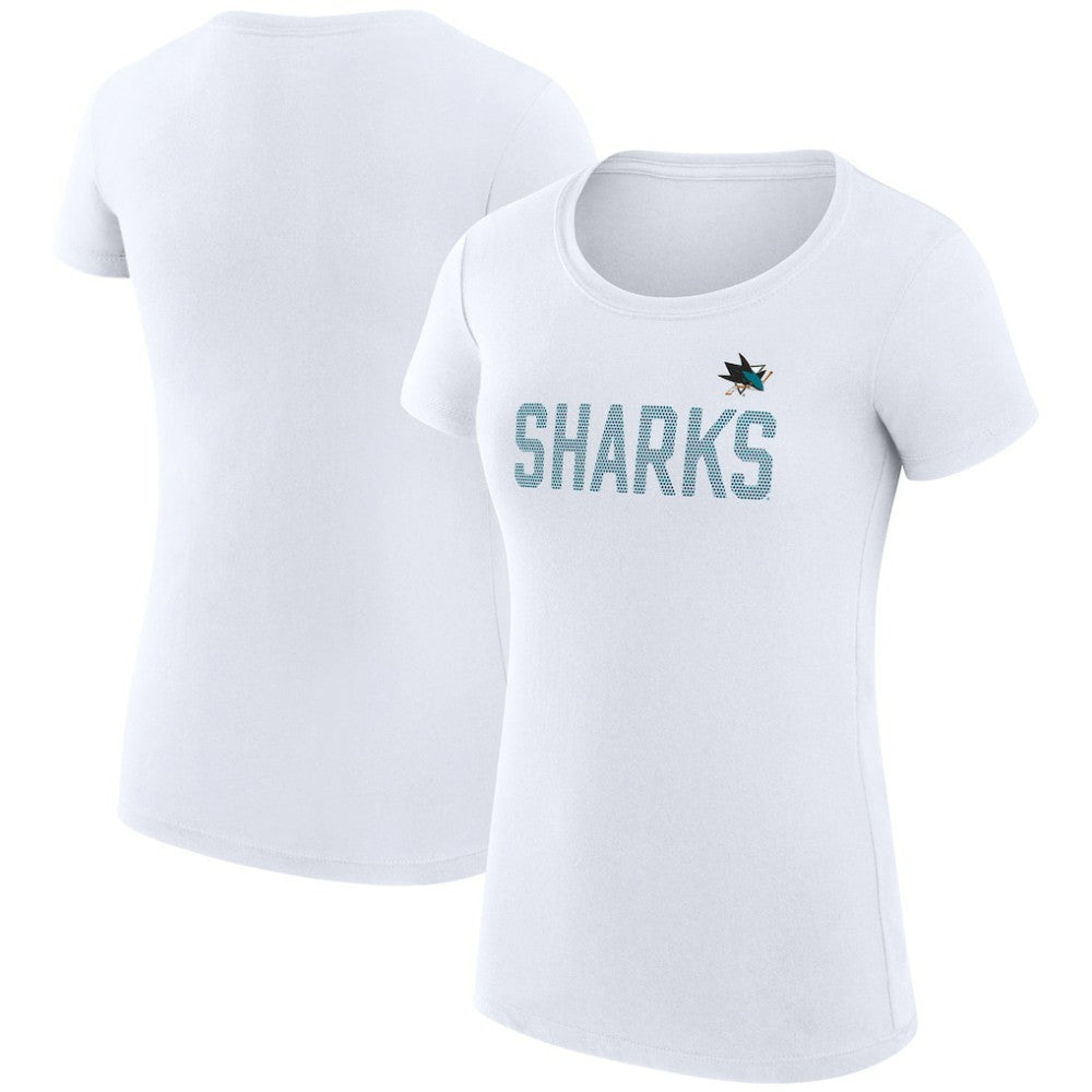 San Jose Sharks G-III 4Her by Carl Banks Women's Super-Slim Fit Lightweight Dot Print Team T-Shirt - White | NHL sale