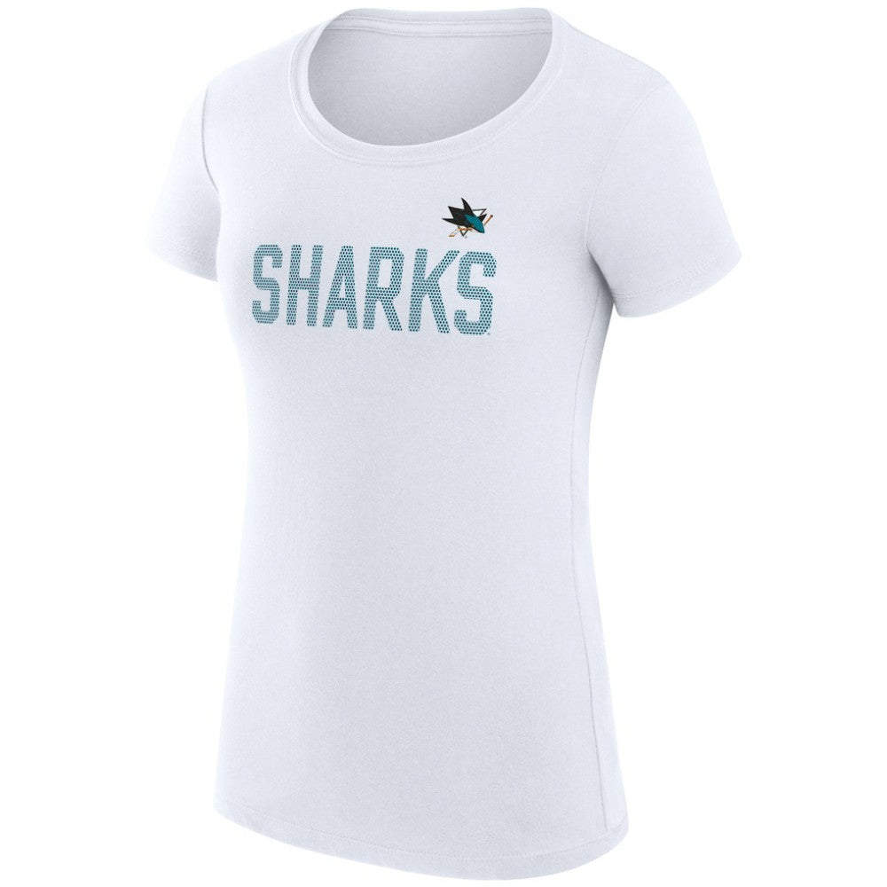 San Jose Sharks G-III 4Her by Carl Banks Women's Super-Slim Fit Lightweight Dot Print Team T-Shirt - White | NHL sale