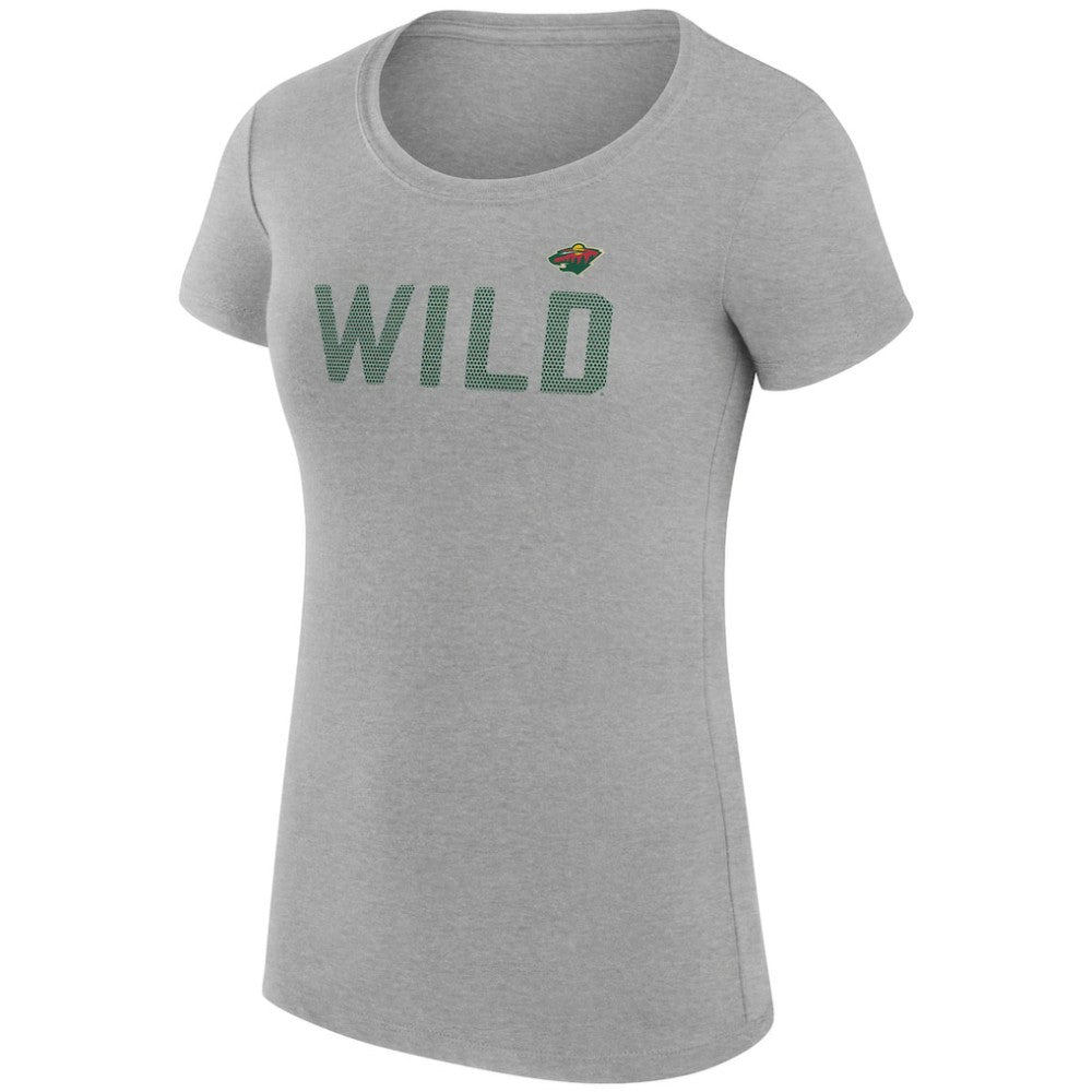 Minnesota Wild G-III 4Her by Carl Banks Women's Super-Slim Fit Lightweight Dot Print Team T-Shirt - Heather Gray | NHL on sale