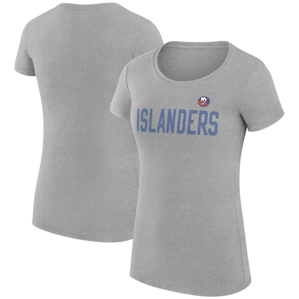New York Islanders G-III 4Her by Carl Banks Women's Super-Slim Fit Lightweight Dot Print Team T-Shirt - Heather Gray | NHL discount