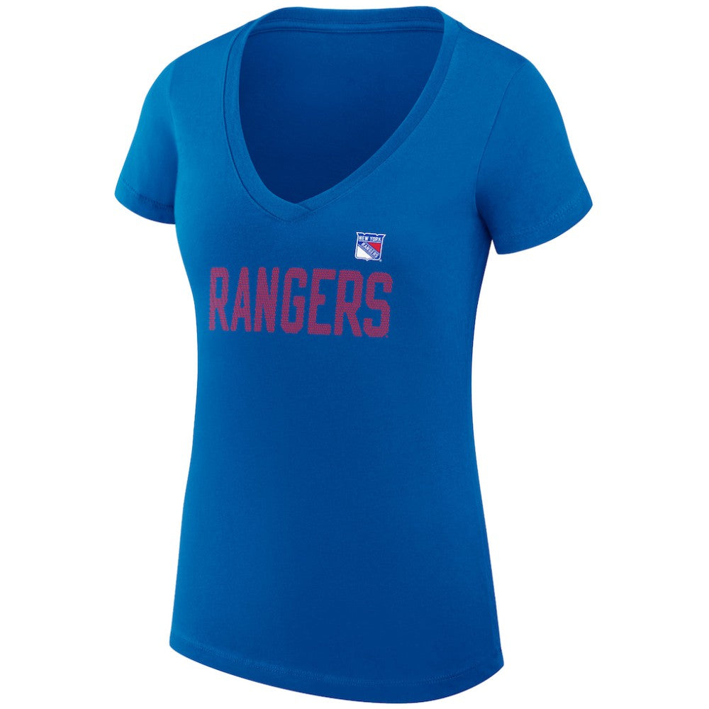 New York Rangers G-III 4Her by Carl Banks Women's Super-Slim Fit Lightweight Dot Print Team V-Neck T-Shirt - Blue | NHL discount