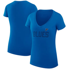 St. Louis Blues G-III 4Her by Carl Banks Women's Super-Slim Fit Lightweight Dot Print Team V-Neck T-Shirt - Blue | NHL Lifestyle