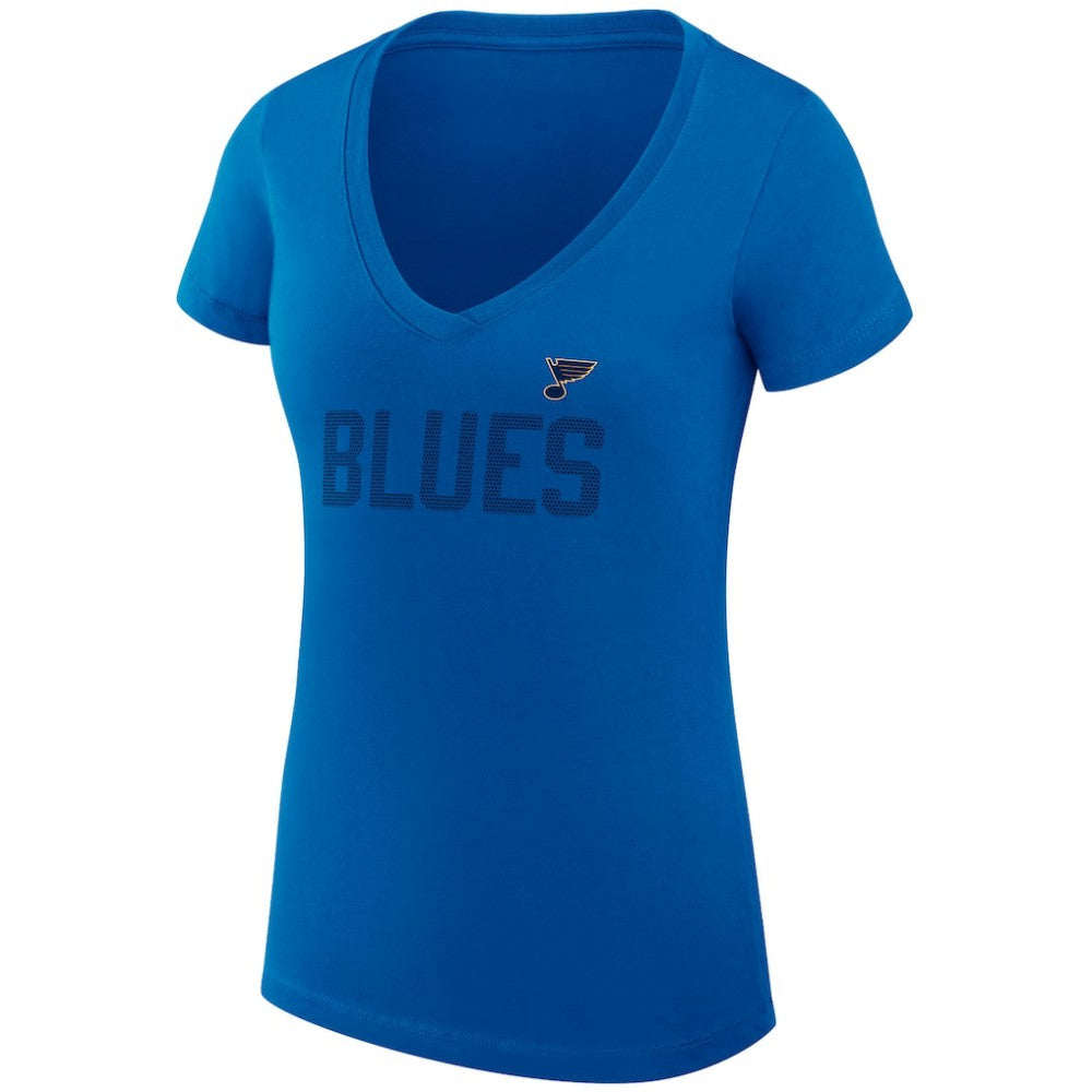 St. Louis Blues G-III 4Her by Carl Banks Women's Super-Slim Fit Lightweight Dot Print Team V-Neck T-Shirt - Blue | NHL Lifestyle