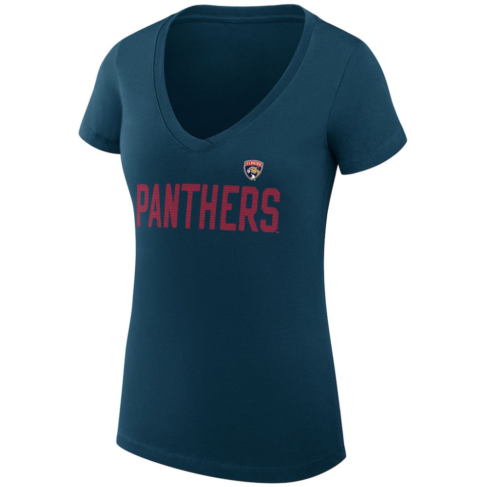 Florida Panthers G-III 4Her by Carl Banks Women's Super-Slim Fit Lightweight Dot Print Team V-Neck T-Shirt - Navy | NHL on sale