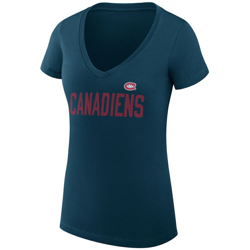 Montreal Canadiens G-III 4Her by Carl Banks Women's Super-Slim Fit Lightweight Dot Print Team V-Neck T-Shirt - Navy | NHL online