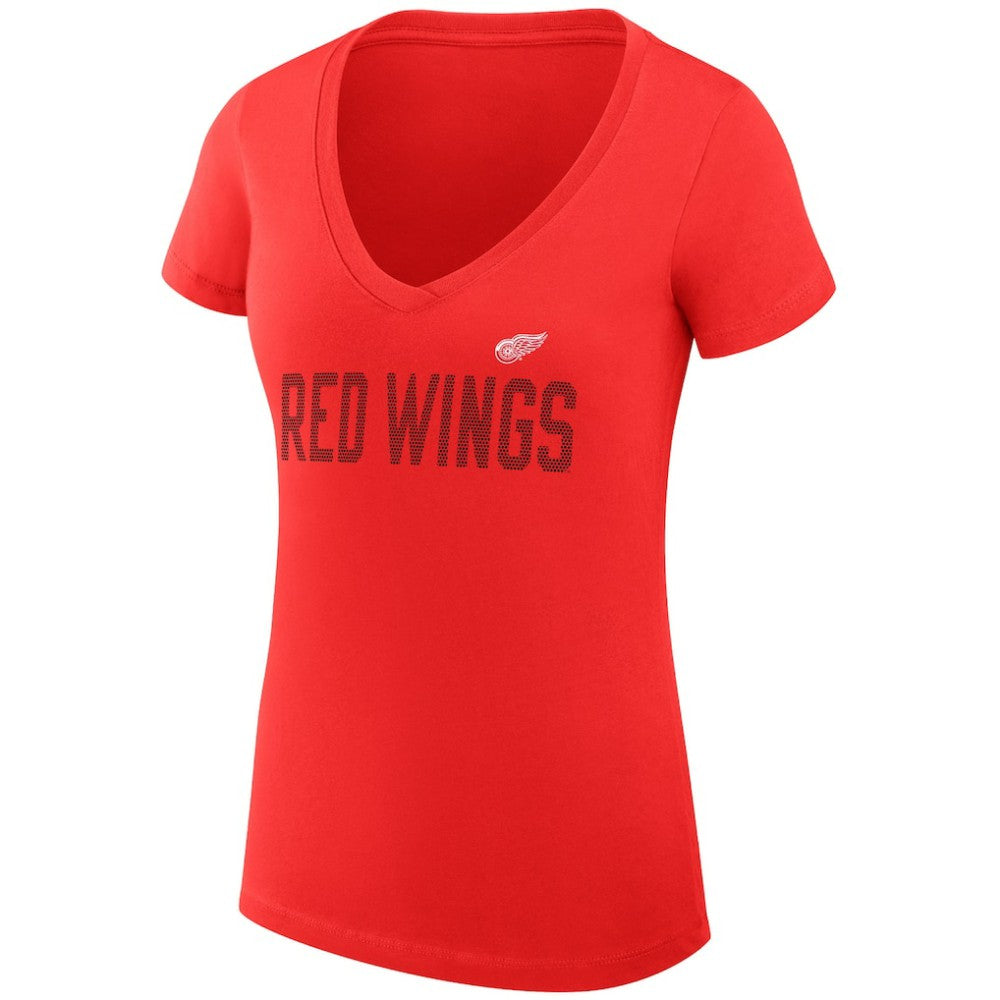 Detroit Red Wings G-III 4Her by Carl Banks Women's Super-Slim Fit Lightweight Dot Print Team V-Neck T-Shirt - Red | NHL discount