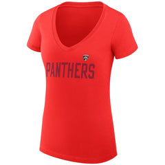 Florida Panthers G-III 4Her by Carl Banks Women's Super-Slim Fit Lightweight Dot Print Team V-Neck T-Shirt - Red | NHL Clearance
