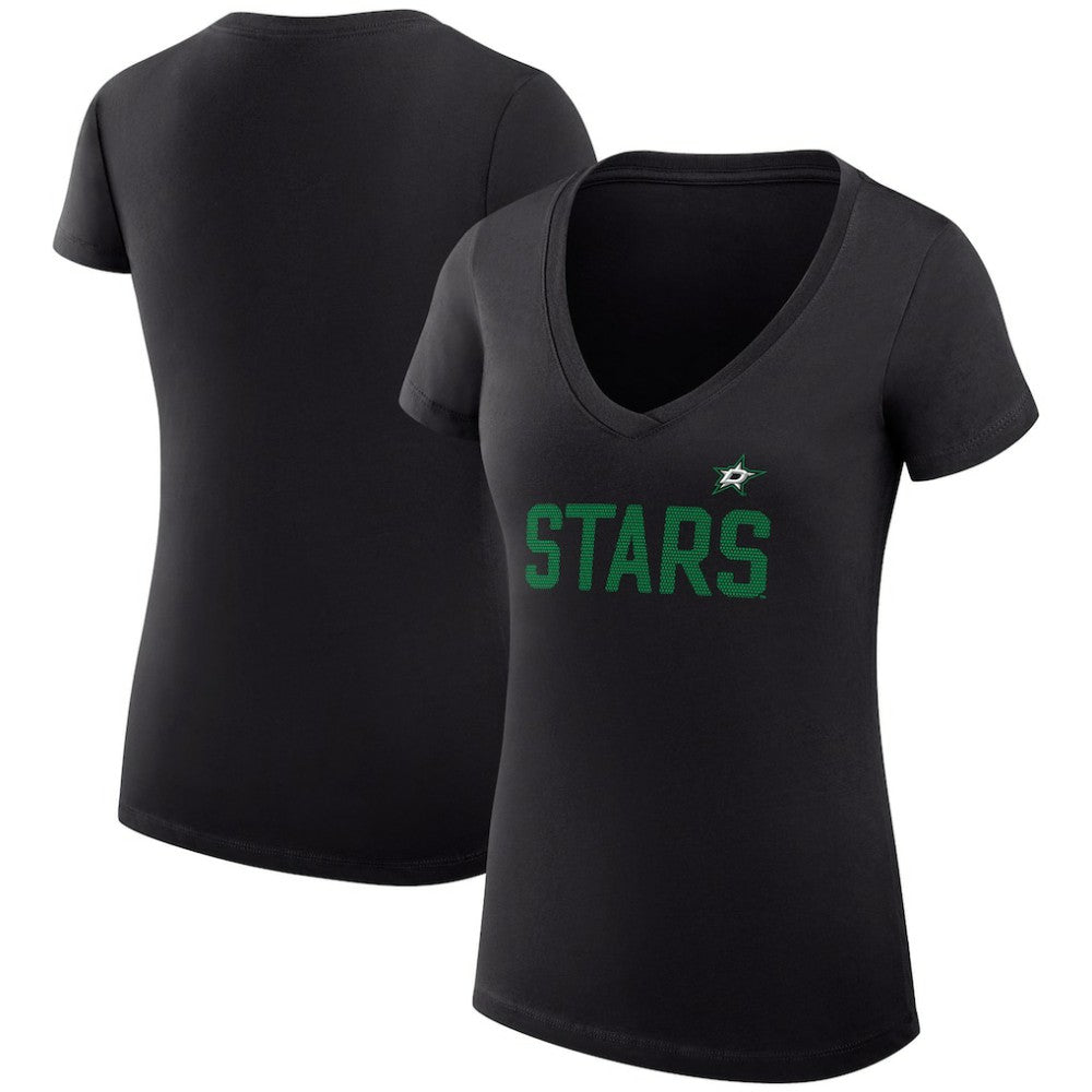 Dallas Stars G-III 4Her by Carl Banks Women's Super-Slim Fit Lightweight Dot Print Team V-Neck T-Shirt - Black | NHL discount