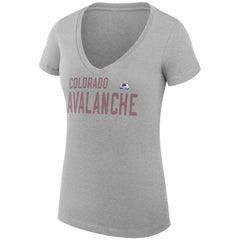 Colorado Avalanche G-III 4Her by Carl Banks Women's Super-Slim Fit Lightweight Dot Print Team V-Neck T-Shirt - Heather Gray | NHL Lifestyle