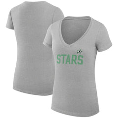 Dallas Stars G-III 4Her by Carl Banks Women's Super-Slim Fit Lightweight Dot Print Team V-Neck T-Shirt - Heather Gray | NHL on sale