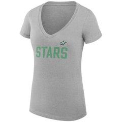 Dallas Stars G-III 4Her by Carl Banks Women's Super-Slim Fit Lightweight Dot Print Team V-Neck T-Shirt - Heather Gray | NHL on sale