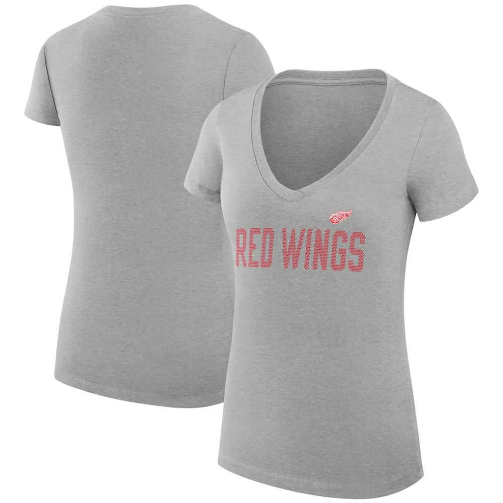 Detroit Red Wings G-III 4Her by Carl Banks Women's Super-Slim Fit Lightweight Dot Print Team V-Neck T-Shirt - Heather Gray | NHL online