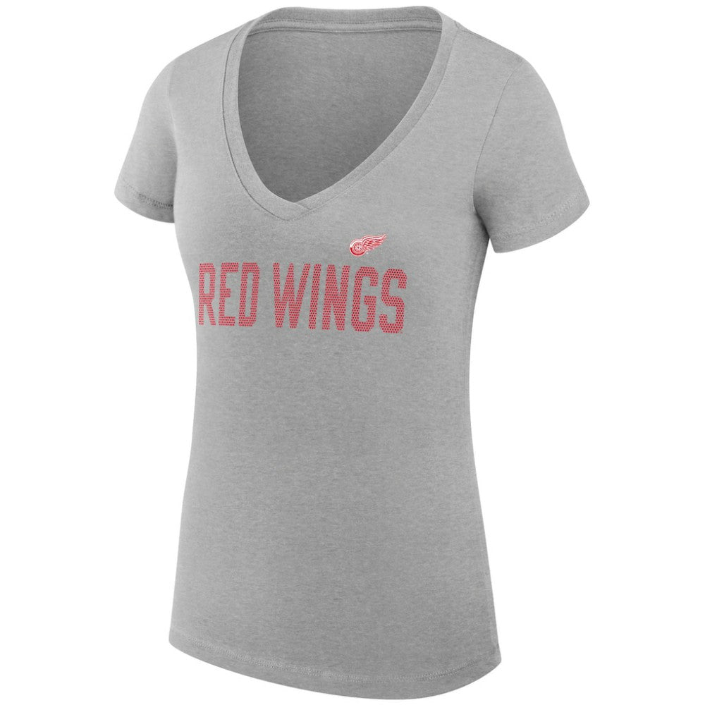 Detroit Red Wings G-III 4Her by Carl Banks Women's Super-Slim Fit Lightweight Dot Print Team V-Neck T-Shirt - Heather Gray | NHL online