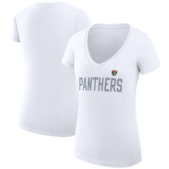 Florida Panthers G-III 4Her by Carl Banks Women's Super-Slim Fit Lightweight Dot Print Team V-Neck T-Shirt - White | NHL near me