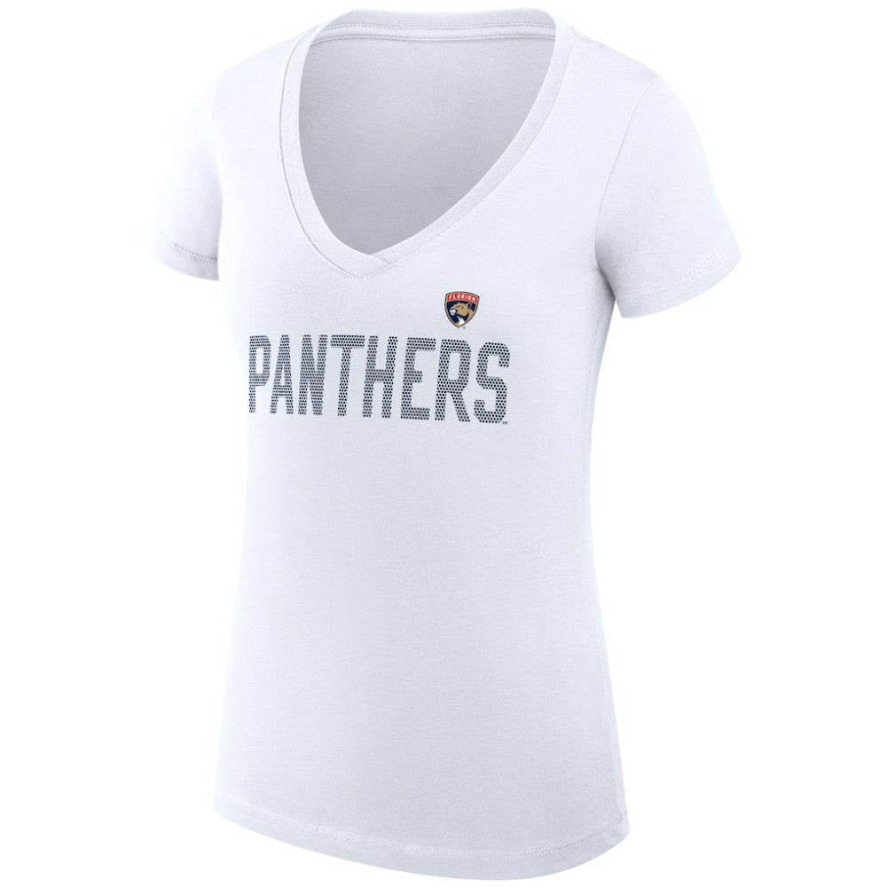 Florida Panthers G-III 4Her by Carl Banks Women's Super-Slim Fit Lightweight Dot Print Team V-Neck T-Shirt - White | NHL near me