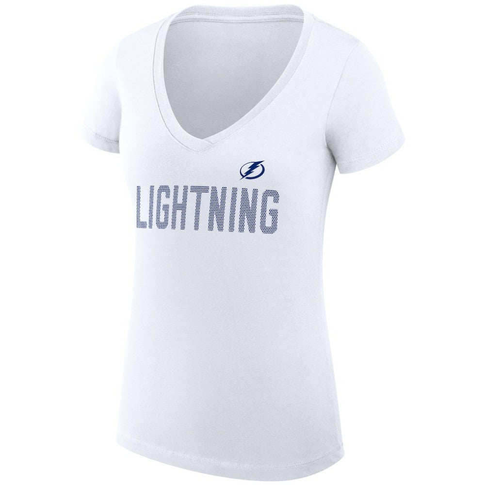 Tampa Bay Lightning G-III 4Her by Carl Banks Women's Super-Slim Fit Lightweight Dot Print Team V-Neck T-Shirt - White | NHL on sale