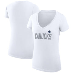Vancouver Canucks G-III 4Her by Carl Banks Women's Super-Slim Fit Lightweight Dot Print Team V-Neck T-Shirt - White | NHL near me