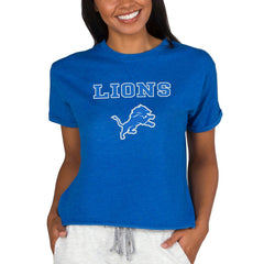 Detroit Lions Concepts Sport Women's Tri-Blend Mainstream Terry Short Sleeve Sweatshirt Top - Blue - NFL