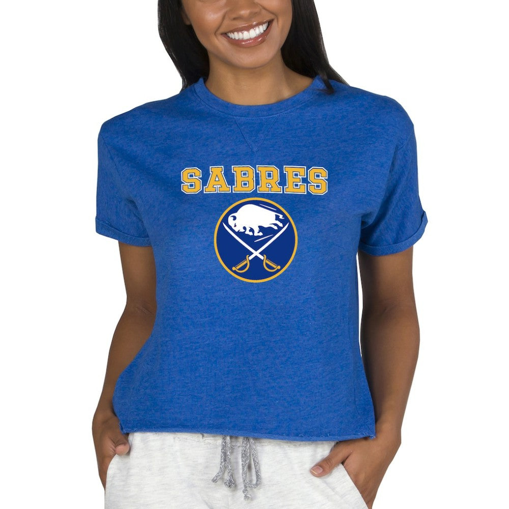 Buffalo Sabres Concepts Sport Women's Tri-Blend Mainstream Terry Short Sleeve Sweatshirt Top - Royal | NHL online