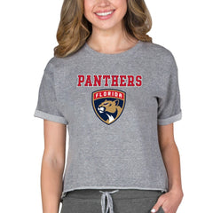 Florida Panthers Concepts Sport Women's Tri-Blend Mainstream Terry Short Sleeve Sweatshirt Top - Heather Gray | NHL discount