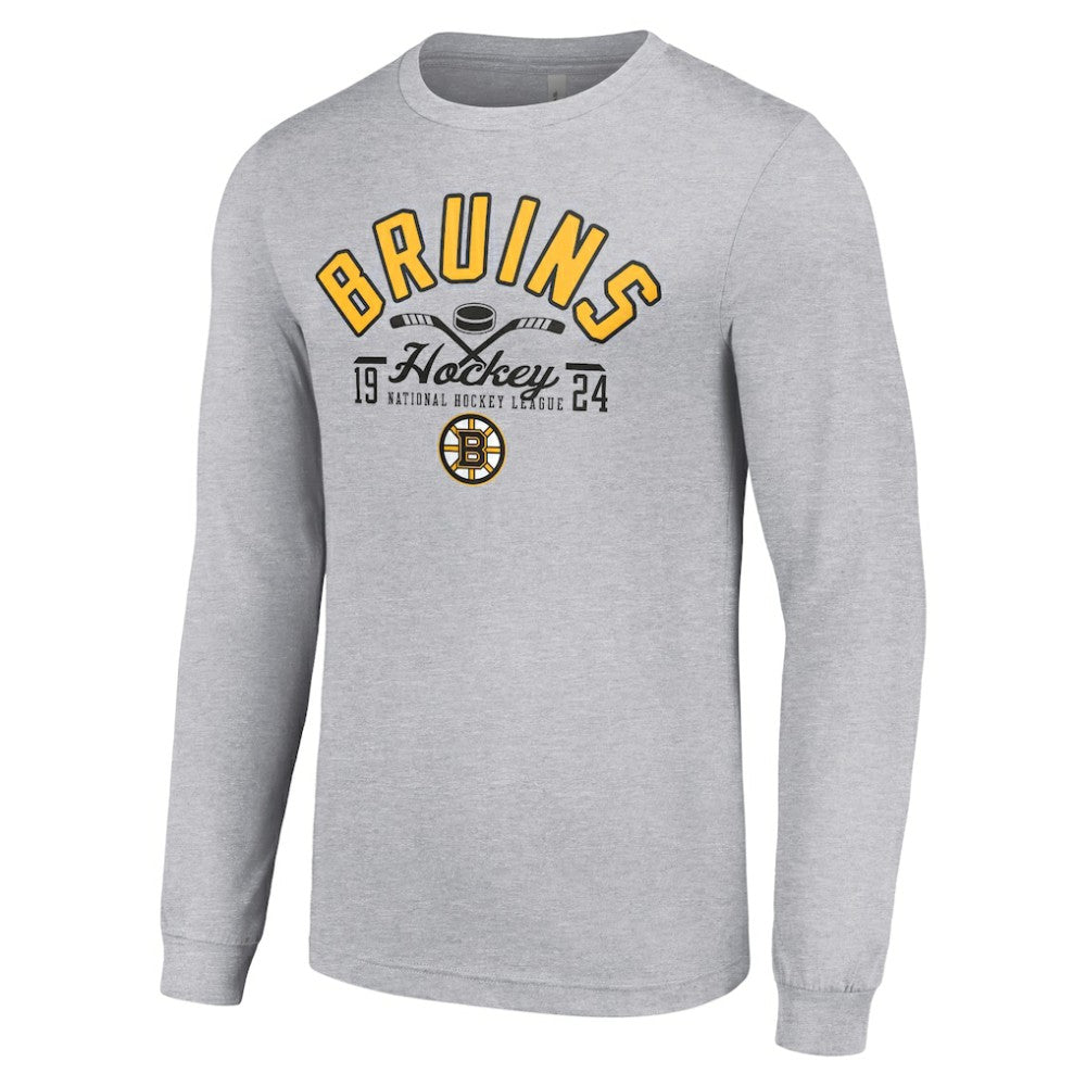 Boston Bruins Starter Puck Long Sleeve T-Shirt - Heather Gray | NHL Lifestyle
