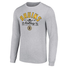 Boston Bruins Starter Puck Long Sleeve T-Shirt - Heather Gray | NHL Lifestyle